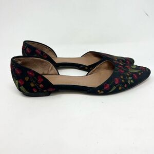 J. Jill Shoes Womens 10 Floral Embroidered D’orsay Pointed Flats  Leather Upper